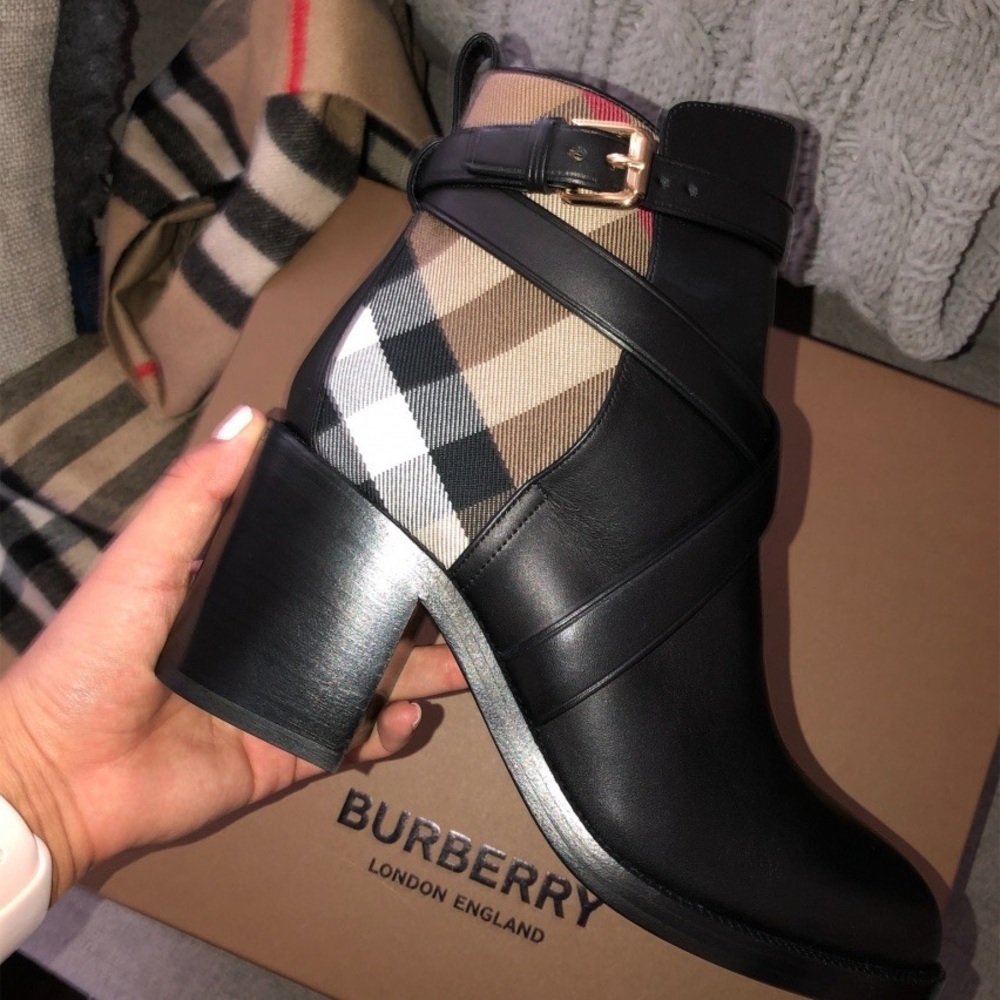 Burberry Women’s House Check Block Heel Booties